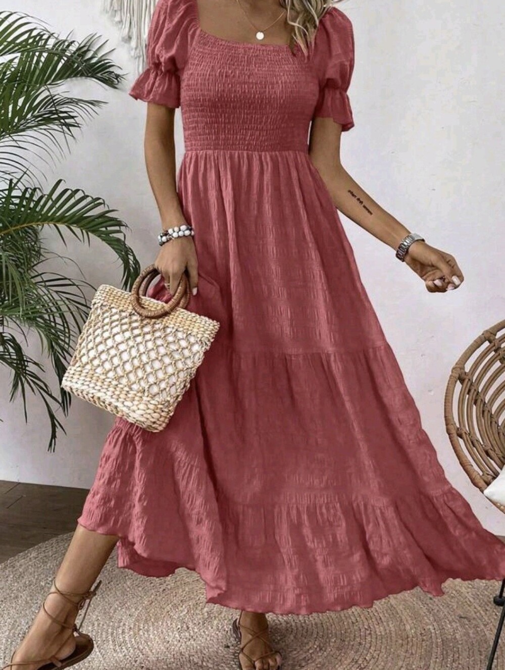 Smocked Dusty Rose Dress Size Meduim